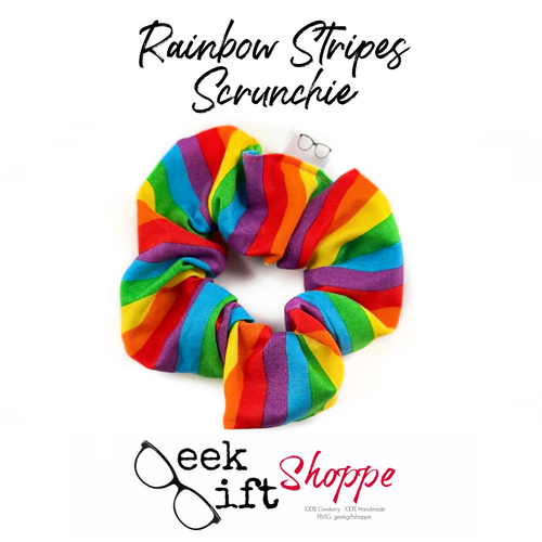 Rainbow Stripes Scrunchie • Cute Hair Scrunchy HS0006 • Hair Tie • 90s Fashion Style • Teen Girl Gift • Pride Month LGBTQ+ Ally • Roy G Biv