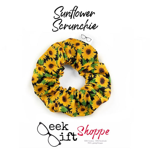 Sunflower Scrunchies • Cute Hair Scrunchy HS0008 • Fall Autumn Hair Tie • 90s Fashion Style • Teen Girl Gift • Trendy Flower Yellow Black
