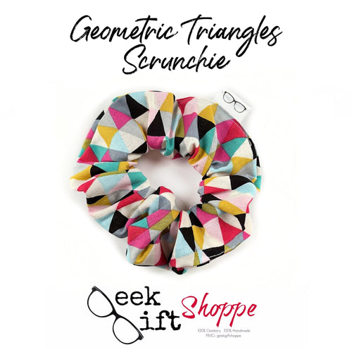 Geometric Triangles Scrunchies • Cute Hair Scrunchy Hair Tie • 90s Fashion Style • Gift for Her Teen Girl • Colorful Abstract Art Accessory