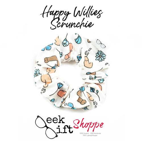 Happy Willies Scrunchie • 90s Fashion Style • Funny Hair Scrunchy • Brides Maid Bridal Bachelorette Gift • Mature Adult Penis Hair Accessory