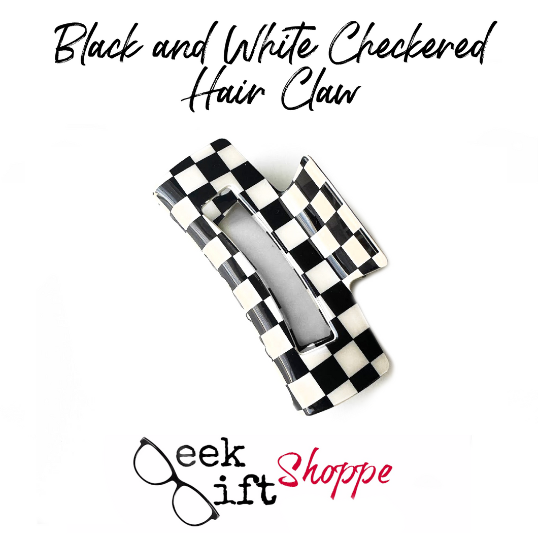 Black and White Checkered Hair Claw • Cute Hair Accessory • Trendy Hair Clip • 90s Fashion Style • Gift for Her Teen Girl