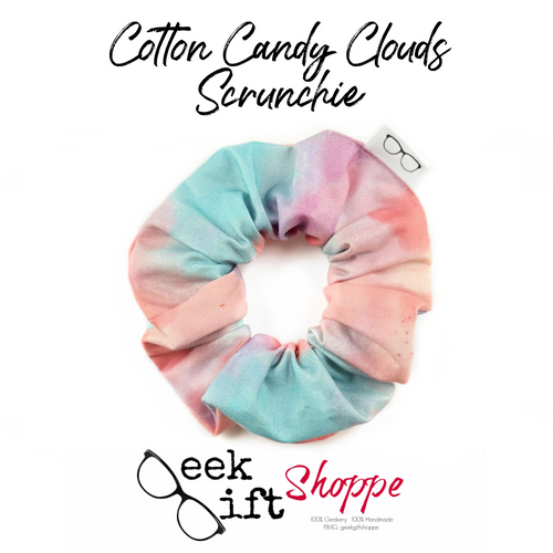 Cotton Candy Clouds Scrunchie • Cute Hair Scrunchy • Hair Tie • 90s Fashion Style • Gift for Her Teen Girl • Pastel Pink Blue Purple Orange