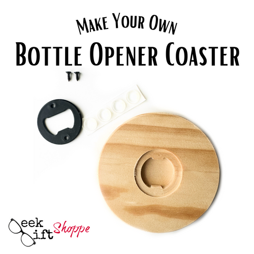 DIY Bottle Opener Coaster Kit • Do It Yourself Gift Present • Paint Project for Kids • Custom Wood Coaster • Craft Kit • Personalized Gift