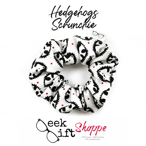 Hedgehog Scrunchie • Cute Animal Hair Scrunchy • Hair Tie • 90s Fashion Style • Unique Gift for Her Teen Girl • Black White Trendy Scrunchy