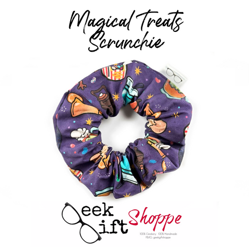 Magical Treats Scrunchie • Cute Scrunchy • Hair Tie • 90s Fashion Style • Gift for Her Teen Girl •Purple Witch Wizard Magic Dessert Ponytail