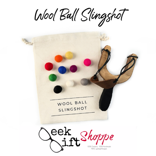 Wool Ball Sling Shot • Felt Slingshot • Wooden Toy For Kids • Rainbow Balls • Classic Wood Catapult Toy • Stocking Stuffer Gift For Boy Girl
