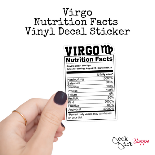 Virgo Zodiac Nutrition Label Sticker Vinyl Decal / Water Bottle Sticker / Waterproof Car Decal / Laptop Sticker / Horoscope Astrology