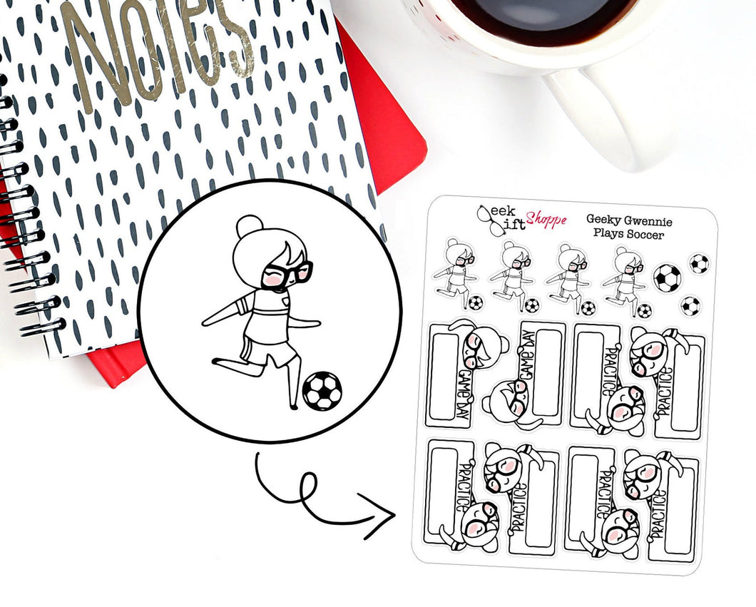 Geeky Gwennie Plays Soccer Planner Stickers