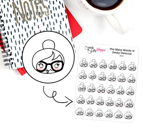 The Many Moods of Geeky Gwennie Planner Stickers / G015