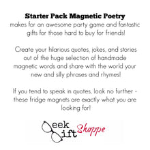 Starter Pack Poetry Magnets / Fridge Poetry Magnets / Writer Poet Teacher Student Gifts / Magnetic Words / Educational / Back to School