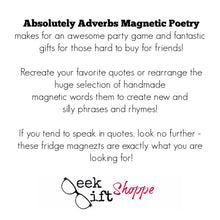 Absolutely Adverbs Poetry Magnets / Refrigerator Magnets / Teacher Student Writer Poet Gift / Homeschool Learning Educational Game Toy