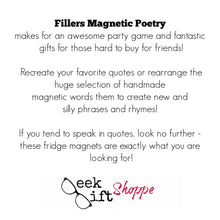Fillers Poetry Magnets / Refrigerator Magnets / Back to School / Educational Game / Teacher Student Writer Poet Gift / Stocking Stuffer
