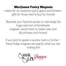 Marijuana Poetry Magnets / Refrigerator Magnets / Pot, Weed, 420, Cannabis, Stoner, Mary Jane, Pot Head, Hemp Gift Magnets / Adult Gag Gift