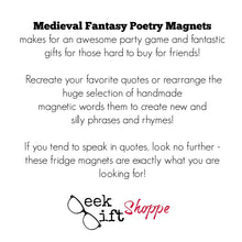 Medieval Fantasy Poetry Magnets / Fridge Word Magnets / Writer Poet Teacher Student Gifts / Magnetic Words / Educational / Back to School