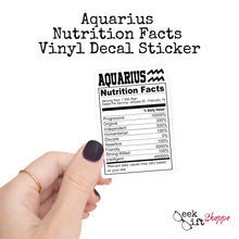 Aquarius Zodiac Nutrition Label Sticker Vinyl Decal / Water Bottle Sticker / Waterproof Car Decal / Laptop Sticker / Horoscope Astrology