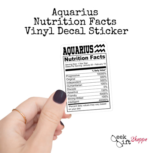 Aquarius Zodiac Nutrition Label Sticker Vinyl Decal / Water Bottle Sticker / Waterproof Car Decal / Laptop Sticker / Horoscope Astrology