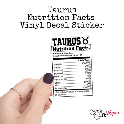 Taurus Zodiac Nutrition Label Sticker Vinyl Decal / Water Bottle Sticker / Waterproof Car Decal / Laptop Sticker / Horoscope Astrology