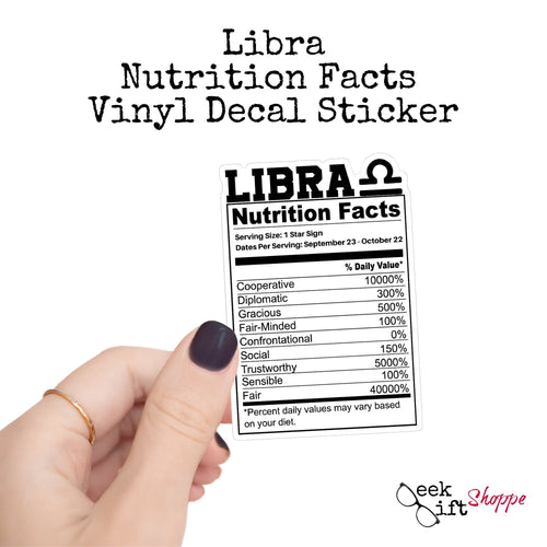 Libra Zodiac Nutrition Label Sticker Vinyl Decal / Water Bottle Sticker / Waterproof Car Decal / Laptop Sticker / Horoscope Astrology