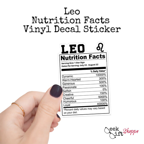 Leo Zodiac Nutrition Label Sticker Vinyl Decal / Water Bottle Sticker / Waterproof Car Decal / Laptop Sticker / Horoscope Astrology