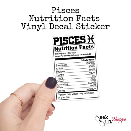 Pisces Zodiac Nutrition Label Sticker Vinyl Decal / Water Bottle Sticker / Waterproof Car Decal / Laptop Sticker / Horoscope Astrology